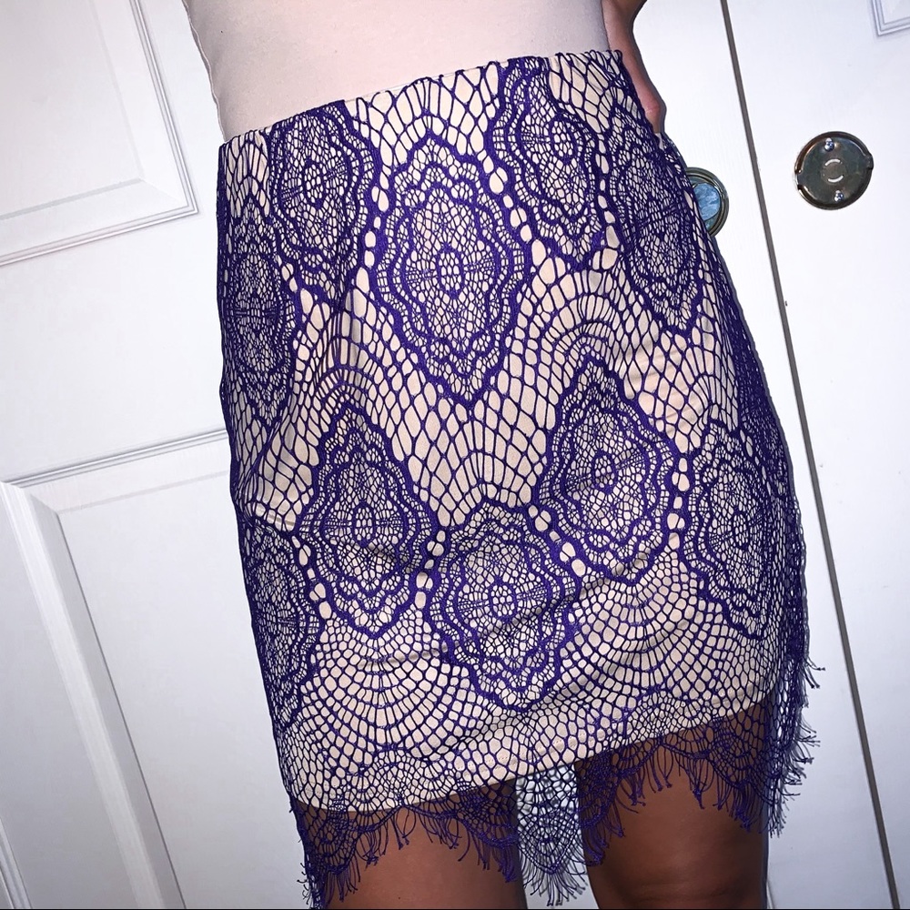 Nude/Blue Lace Skirt